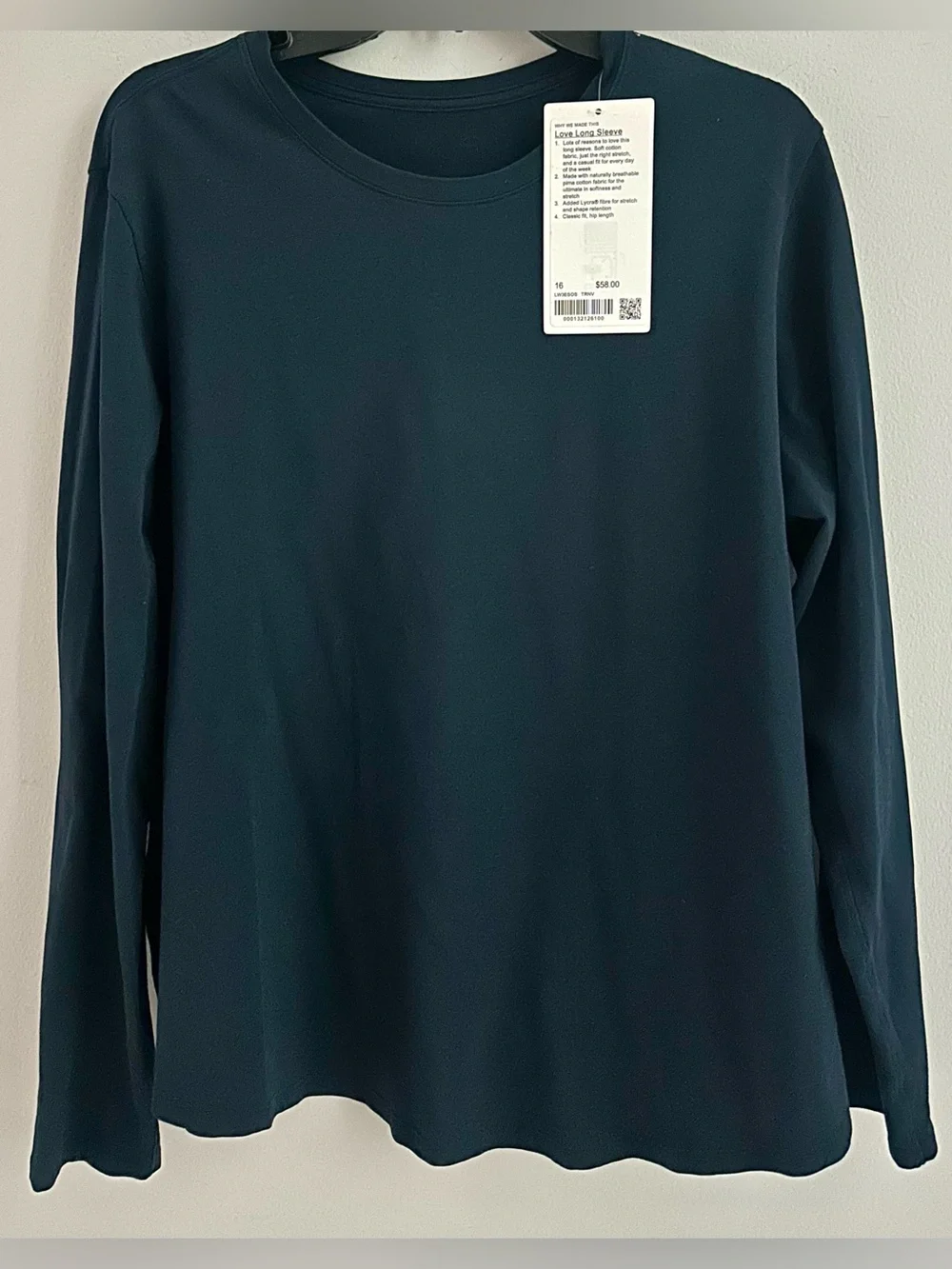 LULULEMON Love Long Sleeve Navy Blue Shirt, Size 16